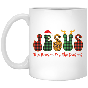 Jesus Is The Reason For The Seasons, Santa Jesus White Mug