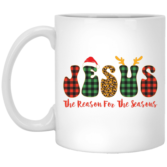 Jesus Is The Reason For The Seasons, Santa Jesus White Mug