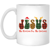 Jesus Is The Reason For The Seasons, Santa Jesus White Mug