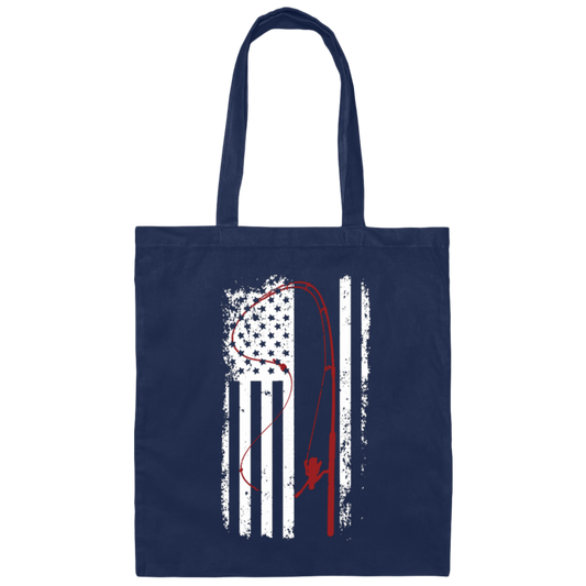 American Flag, Love To Fishing, Retro Fishing Lover, Fishing Lover Canvas Tote Bag