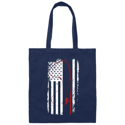 American Flag, Love To Fishing, Retro Fishing Lover, Fishing Lover Canvas Tote Bag