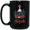 Tequila Bottle, Wine Bottle Central Cactus Forest Black Mug