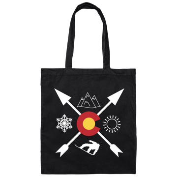 Denver Colorado, Snowboarding Direction, Sun Snow And Mountain Canvas Tote Bag