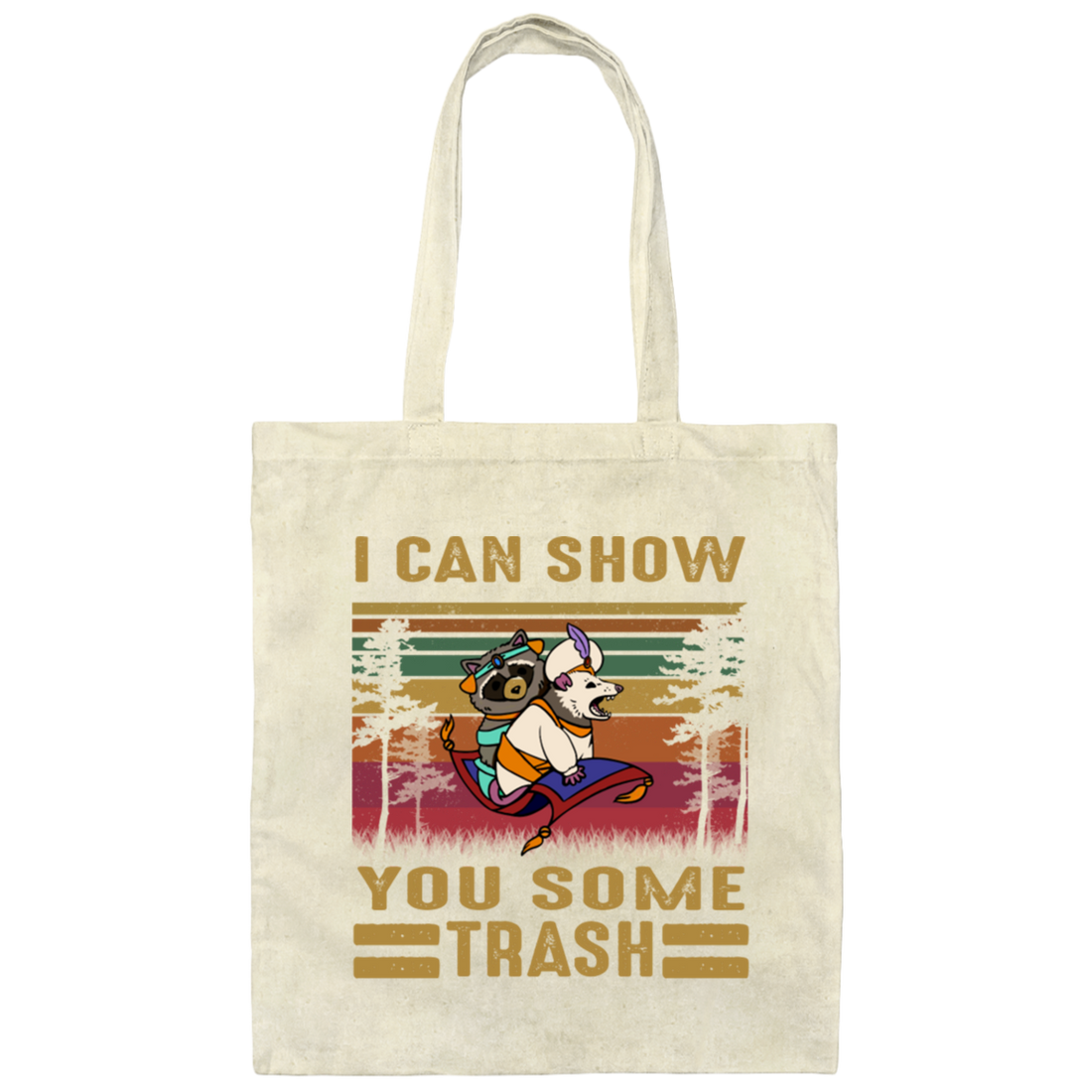 Can Show You Some Trash Vintage Retro Raccoon Canvas Tote Bag
