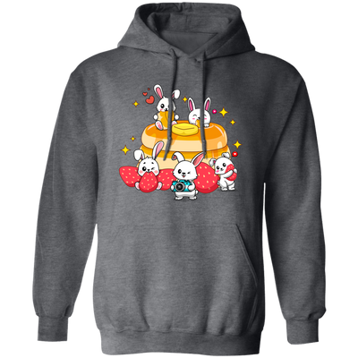 Bunnies With Pancake, Strawberries And Pancake Pullover Hoodie