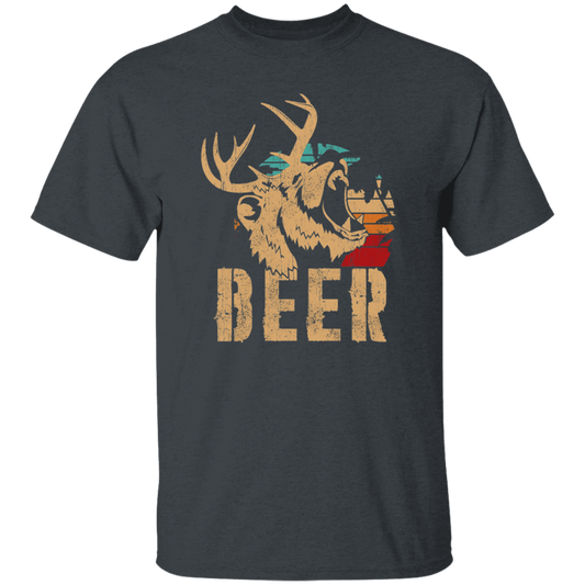 Bear And Deer, Big Roaring Vintage, Retro Wild Animal, Beer Mix Deer Unisex T-Shirt
