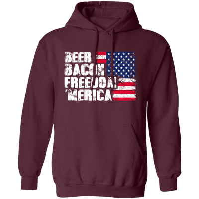 Beer Gift, Bacon Lover, Freedom Gift, American Flag, Love Bacon Gift Pullover Hoodie