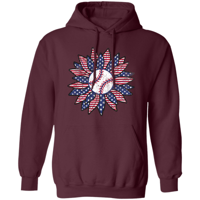 American Baseball, Sunflower Baseball, Leopard Sunflower-2 Pullover Hoodie