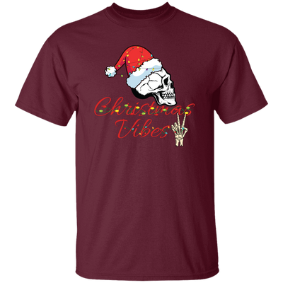 Christmas Vibes, Skull In Christmas, Skull Wear Christmas Hat, Merry Christmas, Trendy Christmas Unisex T-Shirt