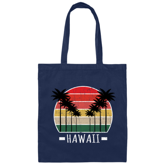 Retro Vintage Palm Trees Hawaii, Surfing Canvas Tote Bag