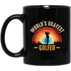 World's Okayest Golfer, Retro Golfing, Golf Player Black Mug