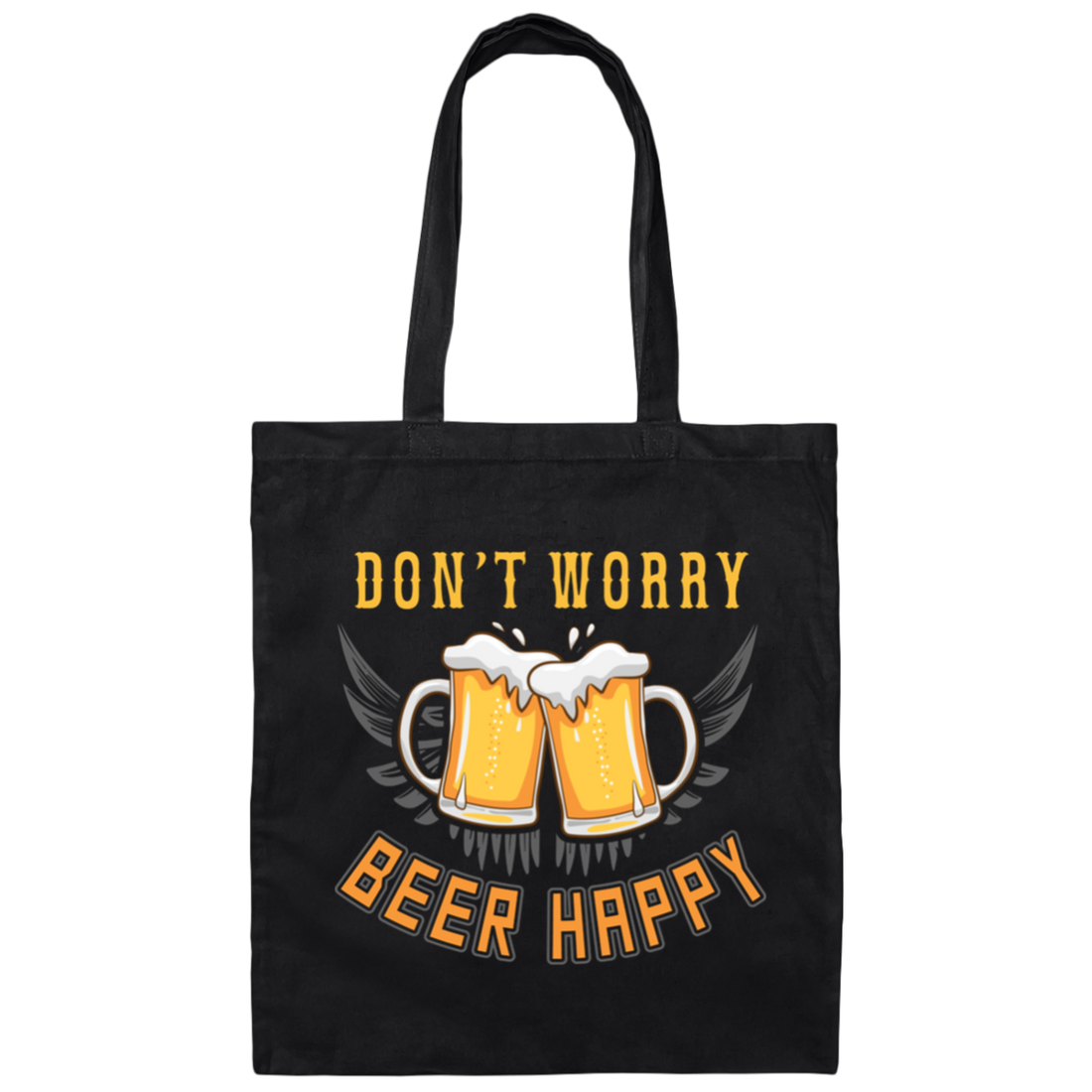 Don't Worry, Beer Happy, Cheer Up, Beer Retro Canvas Tote Bag