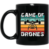 Game Of Drones, Retro Drone, Remote Helicopter Black Mug