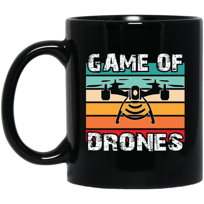 Game Of Drones, Retro Drone, Remote Helicopter Black Mug