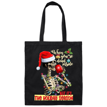 Skeleton When You're Dead Inside, Christmas Lights Canvas Tote Bag