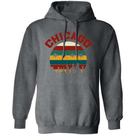 Chicago Skyline, Chicagoan Flag, Retro Chicago, Best Of Chicago Gift Pullover Hoodie