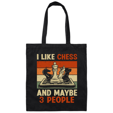 Retro Chess Lover, I Like Chess And MAybe 3 Peoples Canvas Tote Bag