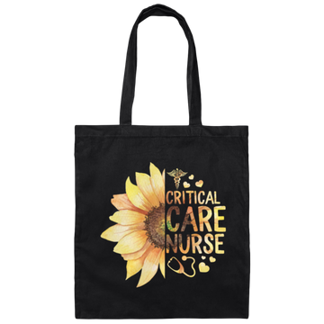 Love Nurse Critical Care Nurse Lover Sunflower Lover Canvas Tote Bag