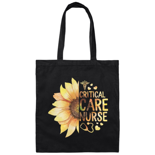Love Nurse Critical Care Nurse Lover Sunflower Lover Canvas Tote Bag