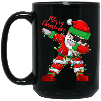 Dabbing Santa, Santa Claus, Xmas Light With Santa, Merry Christmas, Trendy Christmas Black Mug