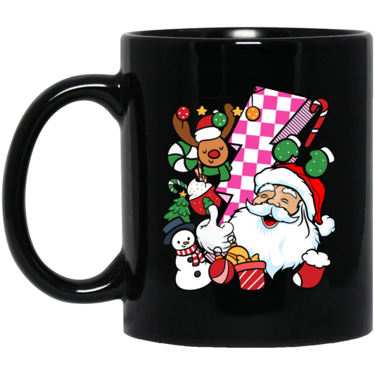 Groovy Santa, Funny Santa, 90s Christmas, Groovy Holiday, Merry Christmas, Trendy Chrismas Black Mug