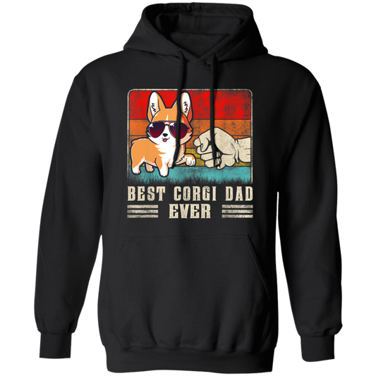 Retro Corgi, Best Corgi Dad Ever, Best Dog Dad Ever, Love Dad Pullover Hoodie