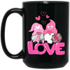 Gnome Couple, Cute Couple, Pink Gnome, Love Couple, Valentine's Day, Trendy Valentine Black Mug