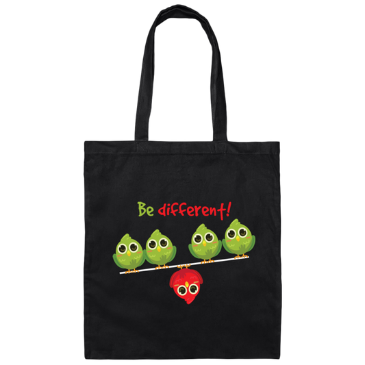 Cute Bird Gift, Funny Bird, Be Different, Different Bird, Be Yourself Canvas Tote Bag