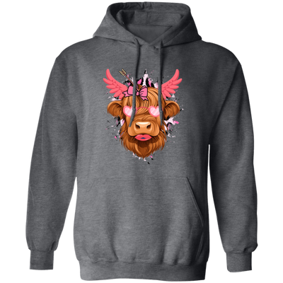 Love Cow, Cute Cow, Valentine Cow, Cow Lover Pullover Hoodie