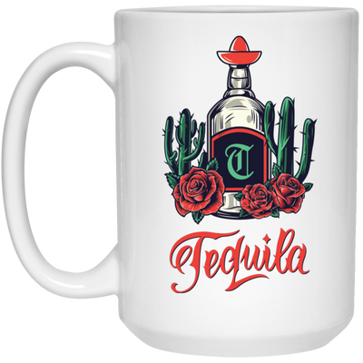 Tequila Bottle, Wine Bottle Central Cactus Forest White Mug