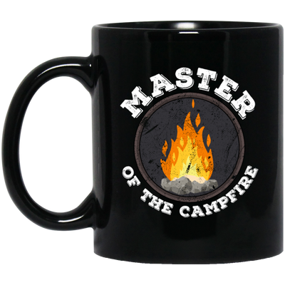 Master Of The Campfire, Camping Lover, Love Campfire, Retro Style Black Mug