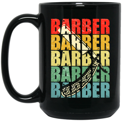 Barber Vintage, Love Barber Gift, Retro Barber, Barber In Classic Black Mug