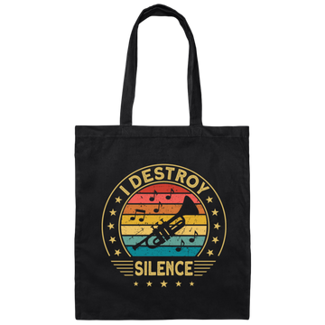 Destroy The Silence Love Music Love Trumpet Canvas Tote Bag