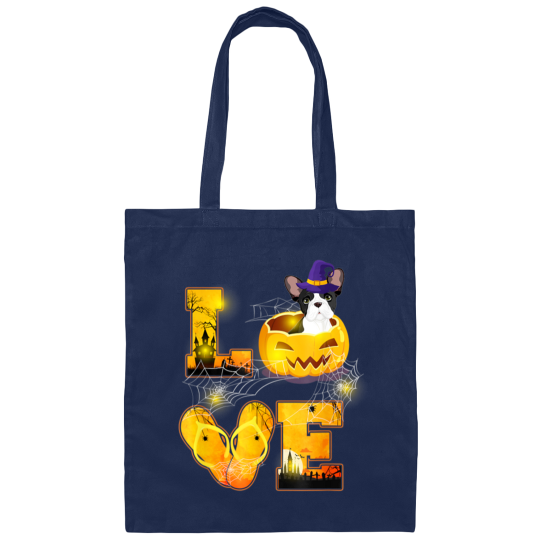 Funny French Bulldog, Halloween Gift, Horror Bulldog, Cute Bulldog Gift Canvas Tote Bag