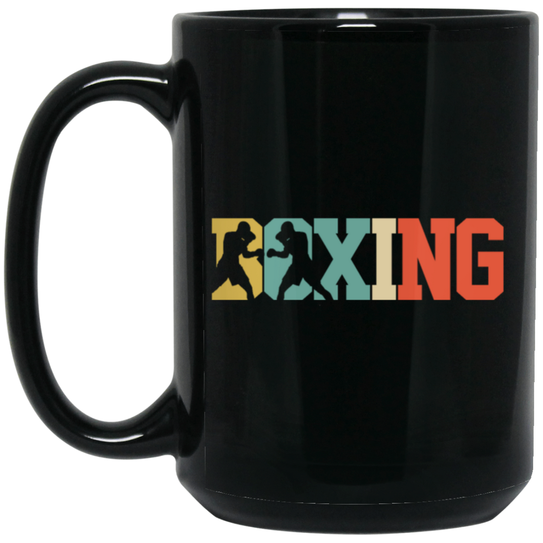 Vintage Color Boxing, Fight Sport, Sporty Two Man Fight, Gift For Man Black Mug