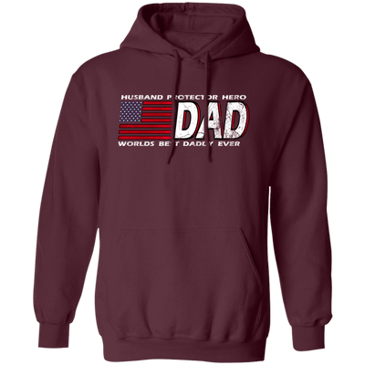 DAD Worlds, Best Daddy Ever, Husband Gift, Husband Protector Hero Pullover Hoodie