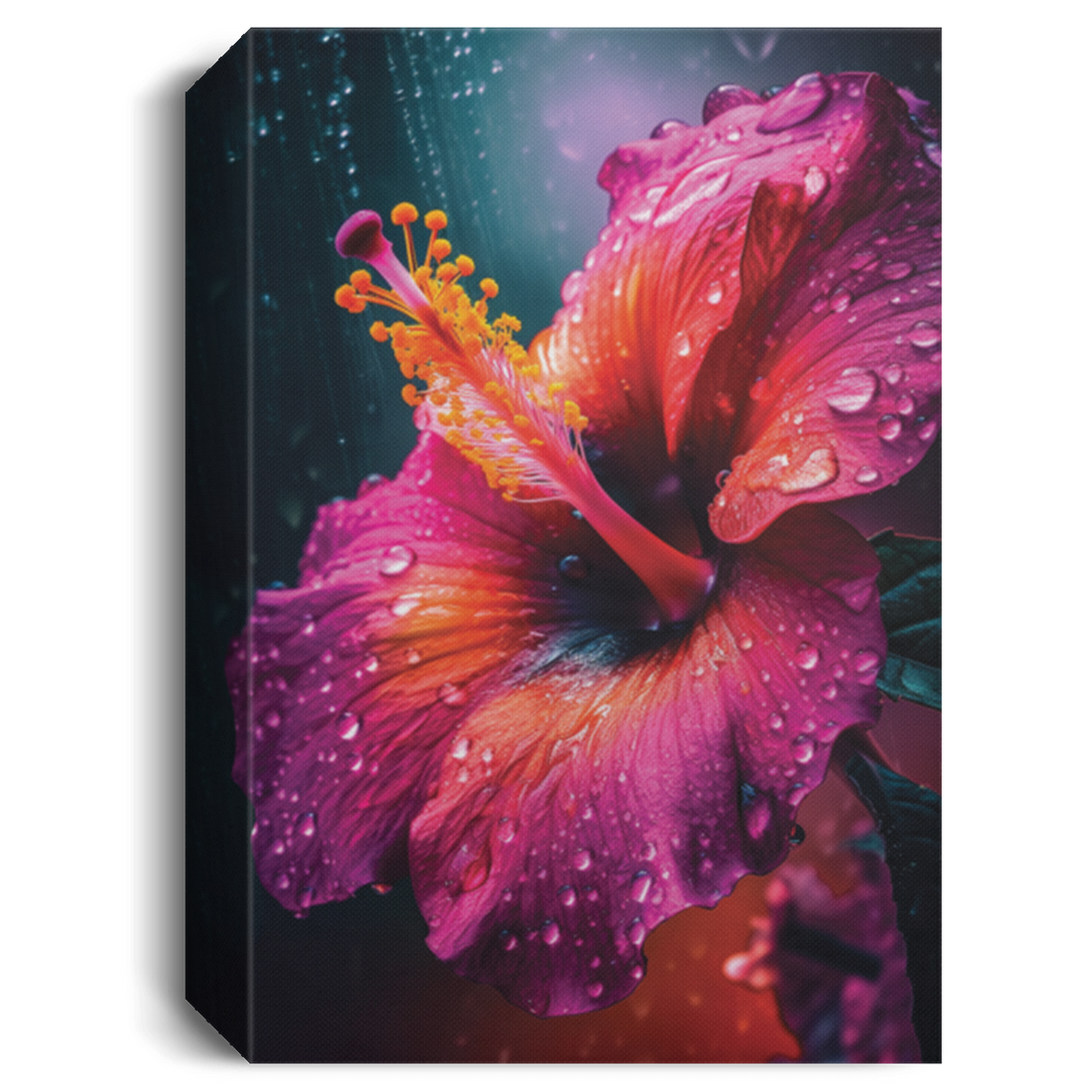 Hibiscus Flower With Water Drops, Fresh Hibiscus, Love Hibiscus Flower Canvas