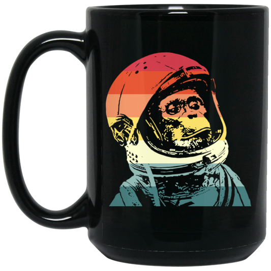 Cool Space Monkey Astronaut, Monkey In The Spaces, Retro Style, Love Monkey Black Mug