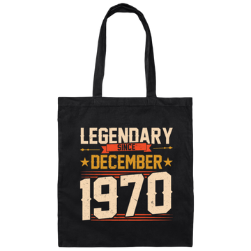 Retro Legendary Since December 1970, Awesome 50th Birthday Gift Canvas Tote Bag