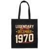 Retro Legendary Since December 1970, Awesome 50th Birthday Gift Canvas Tote Bag
