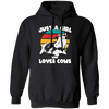 Cow Retro, Just A Girl Who Loves Cows, Scottish Highland Pullover Hoodie