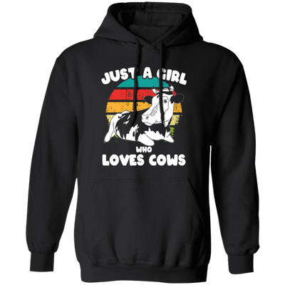 Cow Retro, Just A Girl Who Loves Cows, Scottish Highland Pullover Hoodie