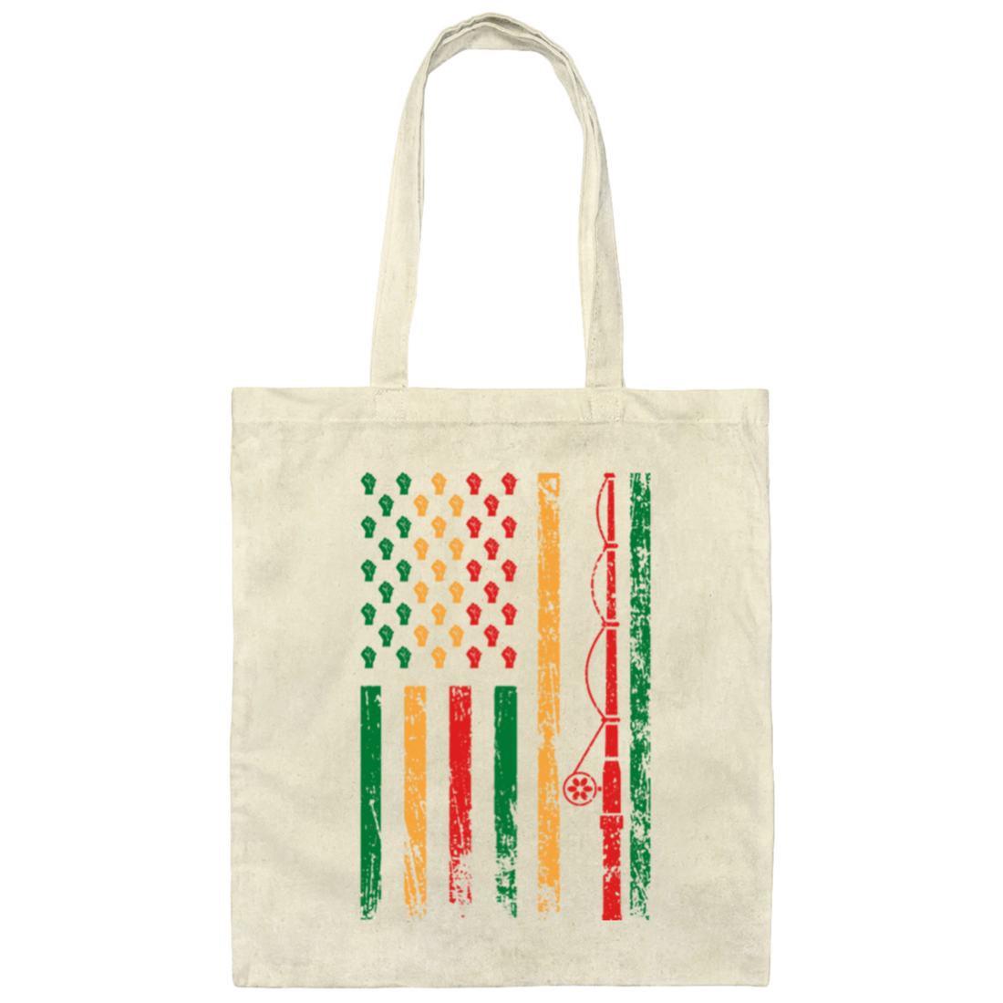 Fishing Rod, American Flag, Black Juneteenth, American Sport, Black History Canvas Tote Bag