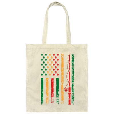 Fishing Rod, American Flag, Black Juneteenth, American Sport, Black History Canvas Tote Bag