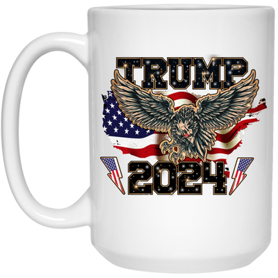 Trump 2024, Eagle American, PTSD American, American Flag White Mug