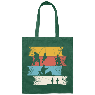 Retro Angel Motif, Retro Fisherman Vintage, Love Fishing Canvas Tote Bag