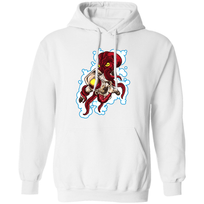 Galaxy Astronaut Fights Octopus, Octopus Love Gift, Love Astronaut Pullover Hoodie