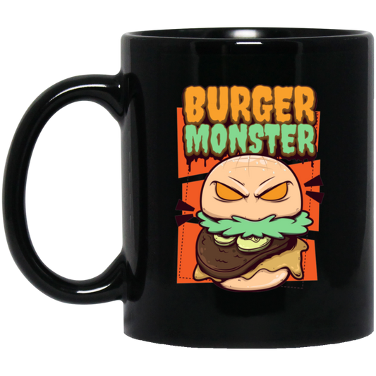 Burger Monster, Love Burger, Baby Angry Burger Black Mug