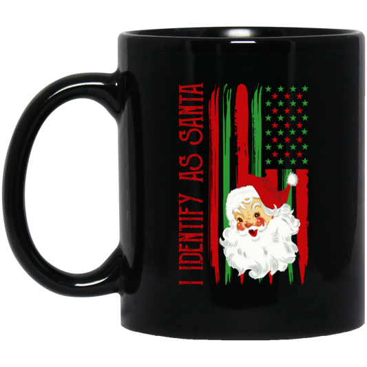 American Santa, I Identify As Santa, American Christmas, Merry Christmas, Trendy Christmas Black Mug