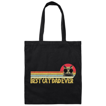 Retro Best Cat Dad Ever, Cat Lovers Cat Dad Canvas Tote Bag